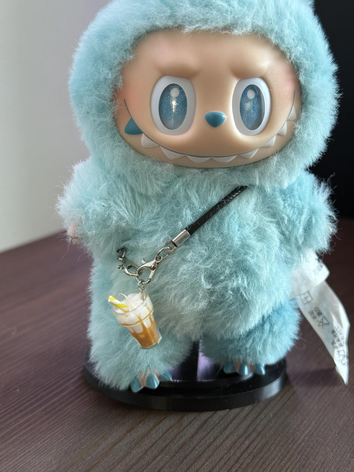 Labubu Micro Drink Charm – Iced Latte Cup w/ Black Strap (Doll Not Included)