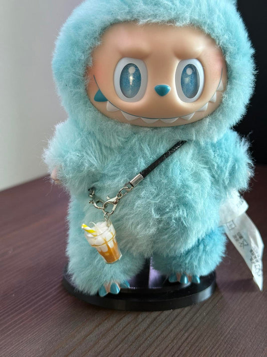 Labubu Micro Drink Charm – Iced Latte Cup w/ Black Strap (Doll Not Included)