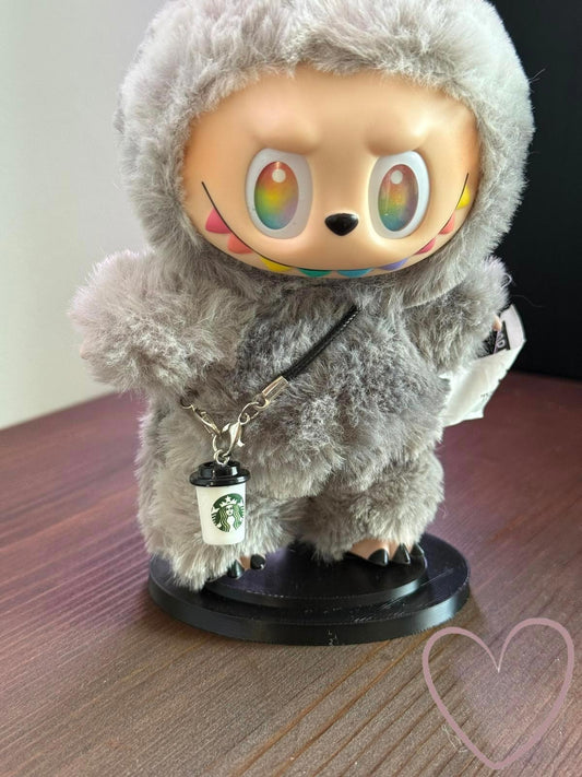 Labubu Micro Drink Charm Starbucks Logo Coffee Cup w/ Black Lid  (Doll Not Included)