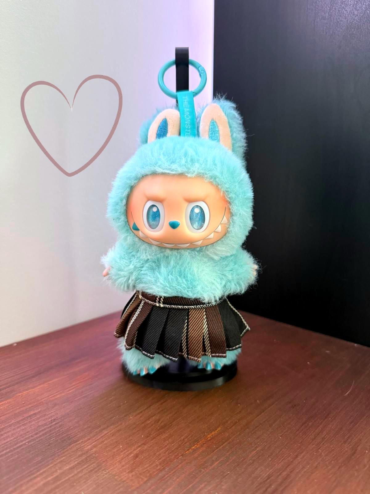 Labubu Pleated Mini Skirt – Brown/Black Patchwork (Doll Not Included) NEW