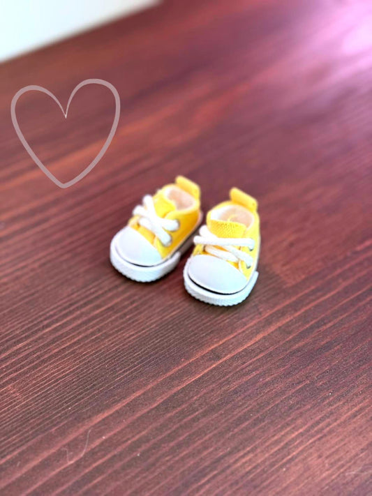 Labubu Mini Sneakers – Sunny Yellow Lace-Up Canvas (Doll Not Included)