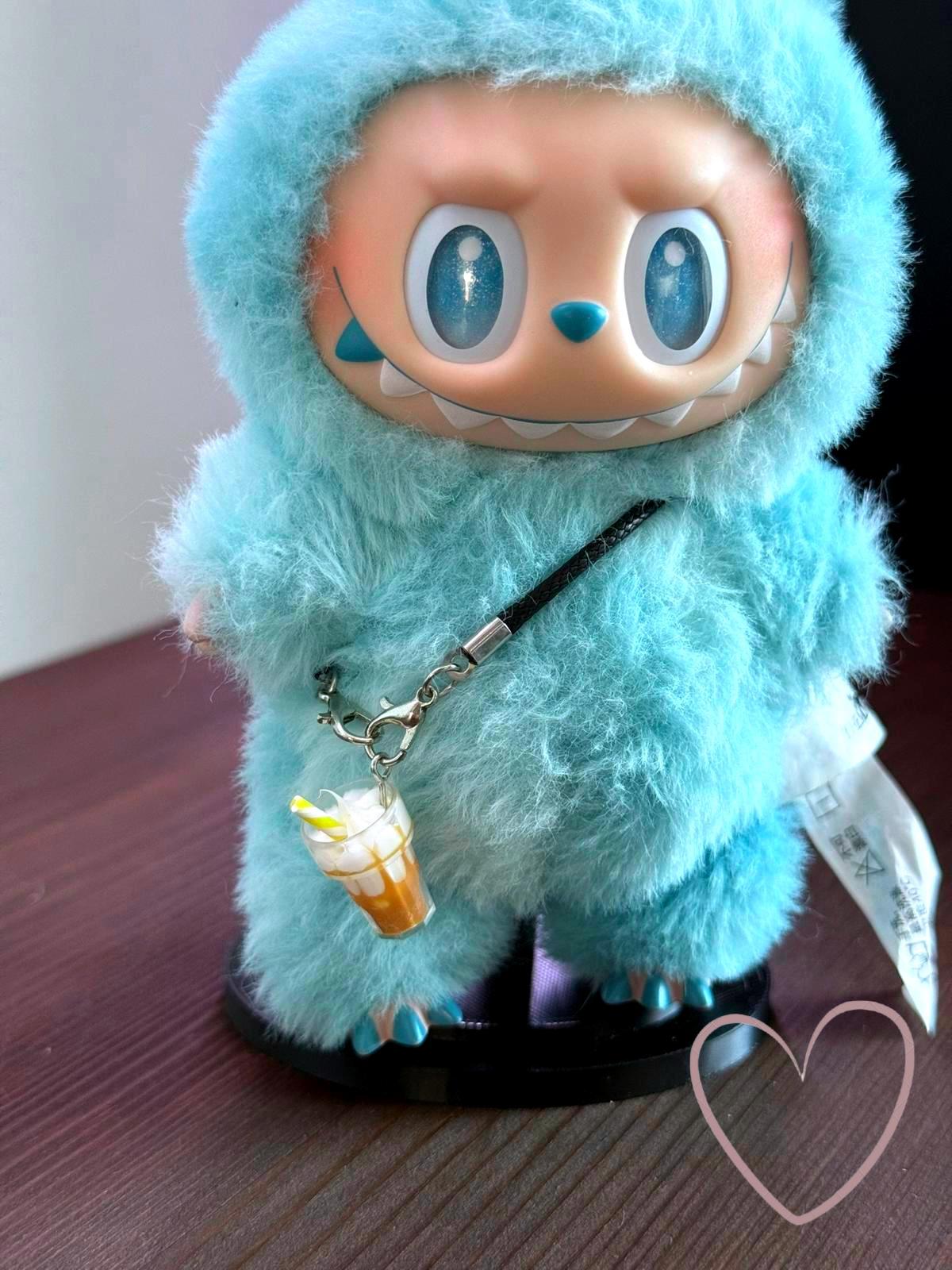 Labubu Micro Drink Charm – Iced Latte Cup w/ Black Strap (Doll Not Included)